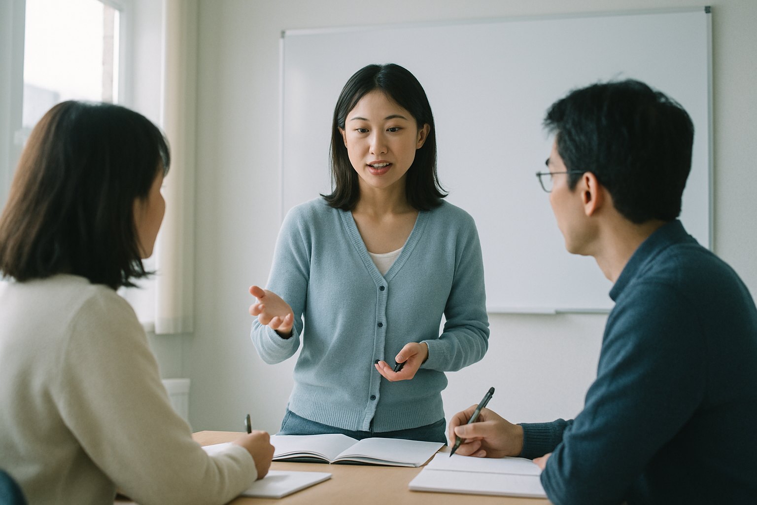 教育顧問與學員討論課程需求